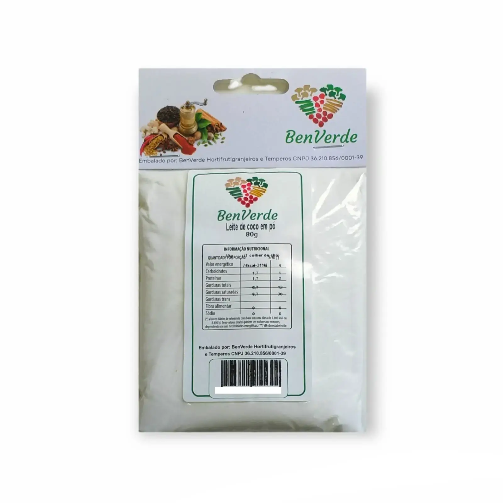 Leite Coco Po Benverde 80g