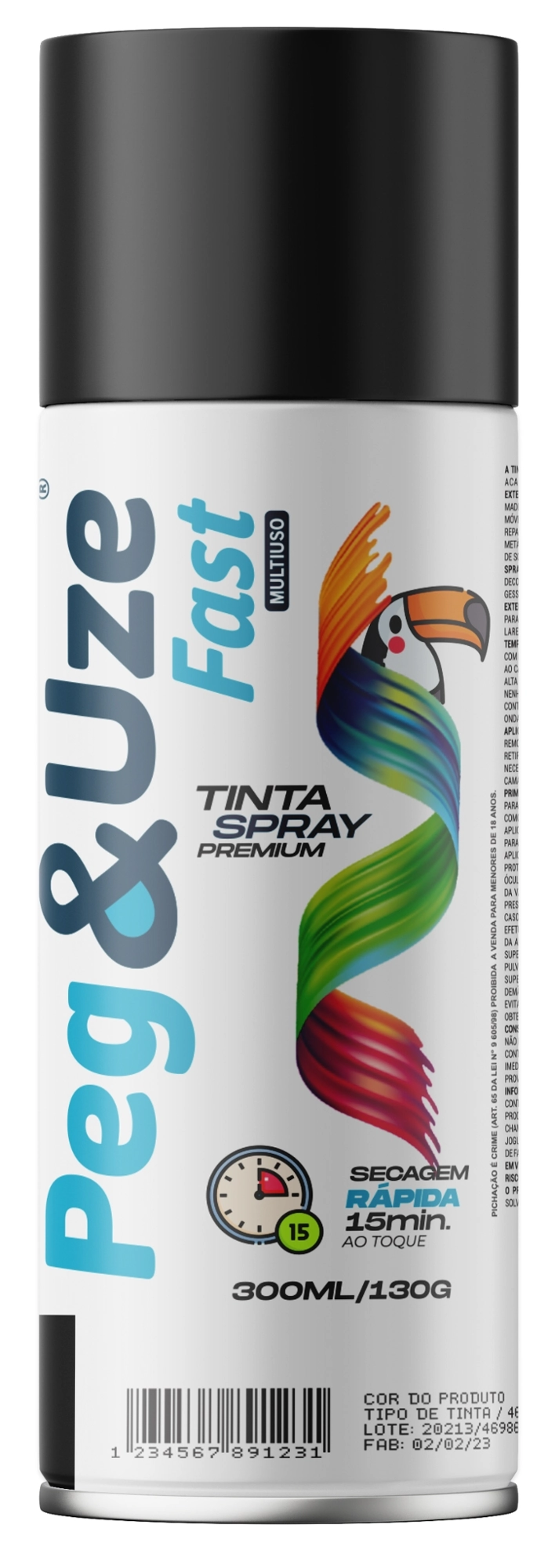 Tinta Spray Peg E Uze Preto Branco 300ml 6382 Chesiquimica