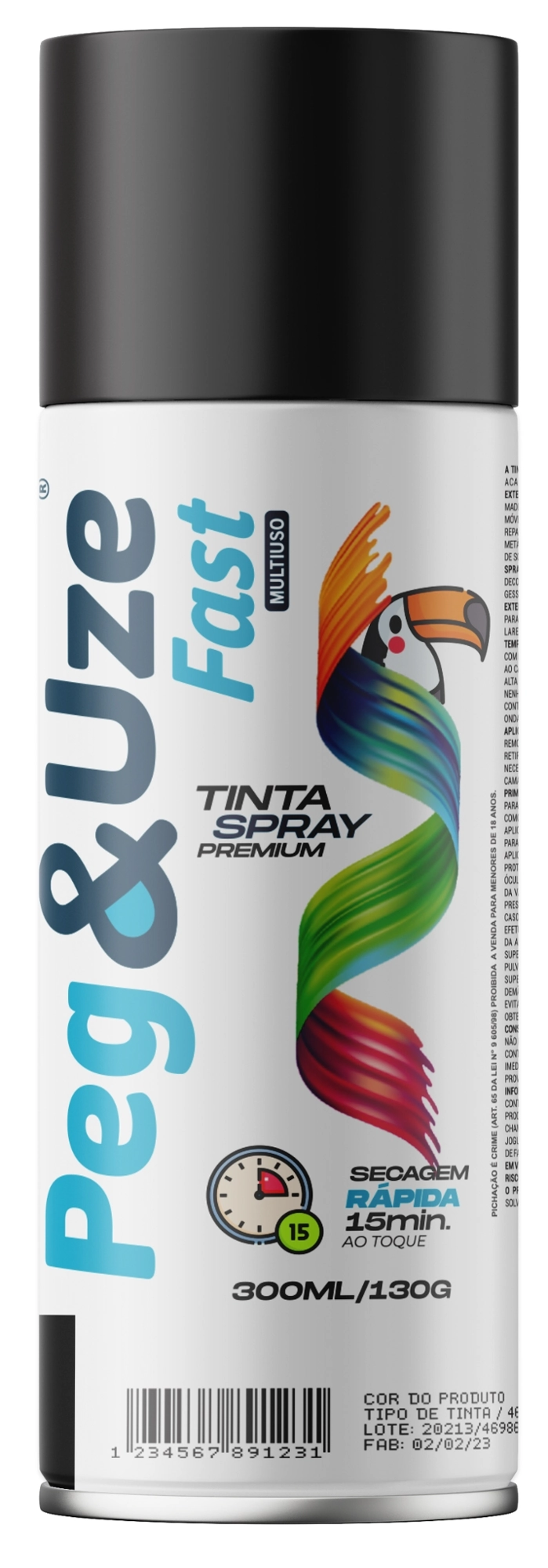 Tinta Spray Peg E Uze Preto Fosco 300ml 6383 Chesiquimica