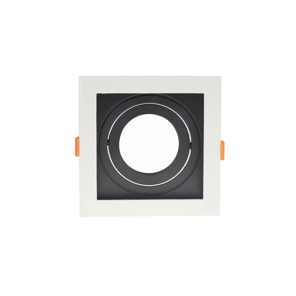 Spot De Embutir Recuado Nordecor Flea Para 1 Lâmpada Par 20 Quadrado Branco E Preto