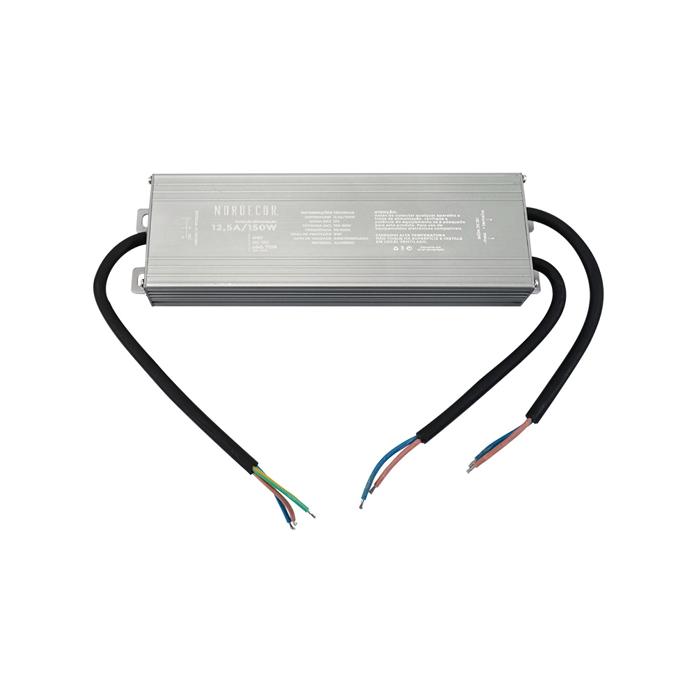 Fonte De Alimentação Nordecor Ip67 12,5a / 150w 12v Bivolt Unica 7139