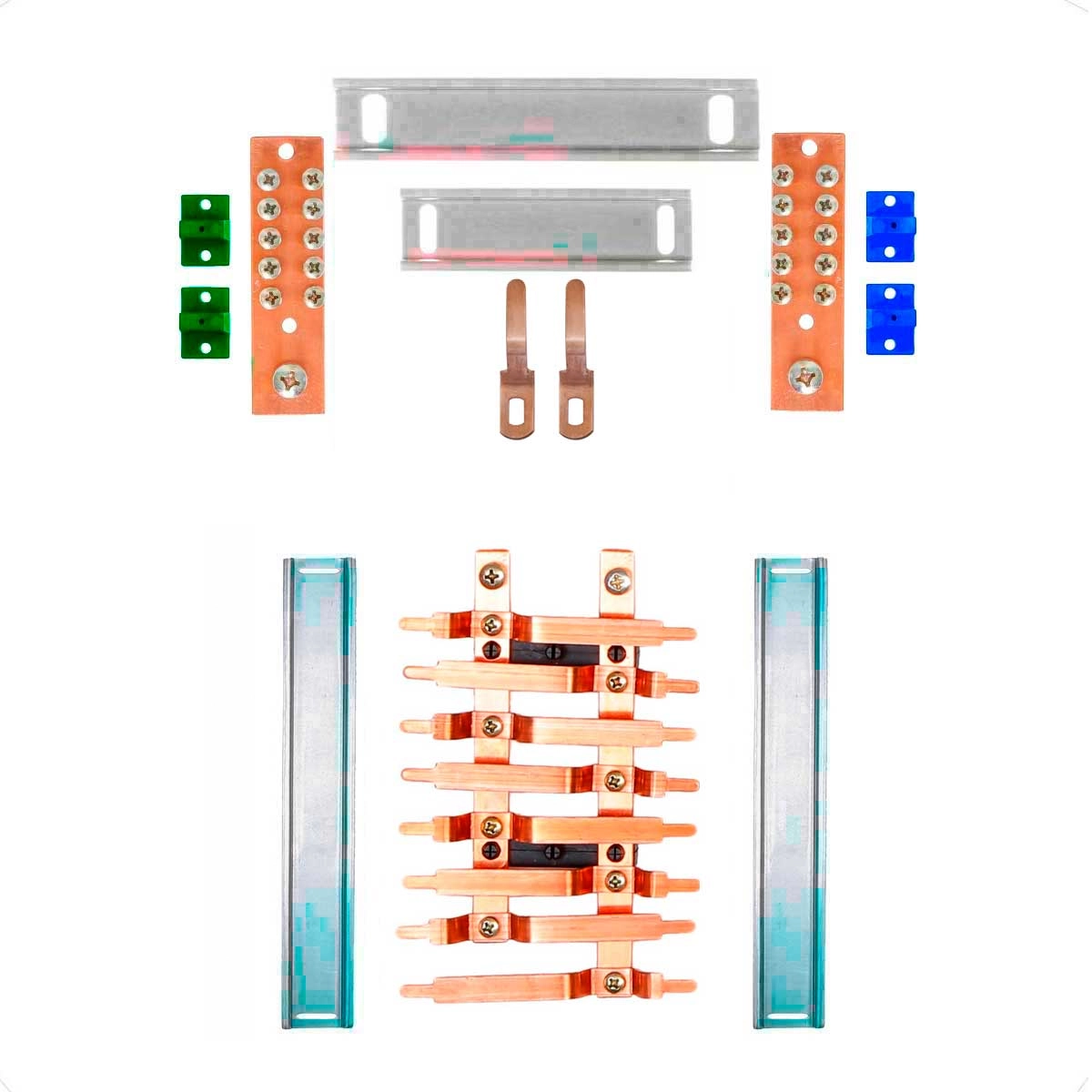 Kit Barramento Bifásico 100a Para 16 Circuitos