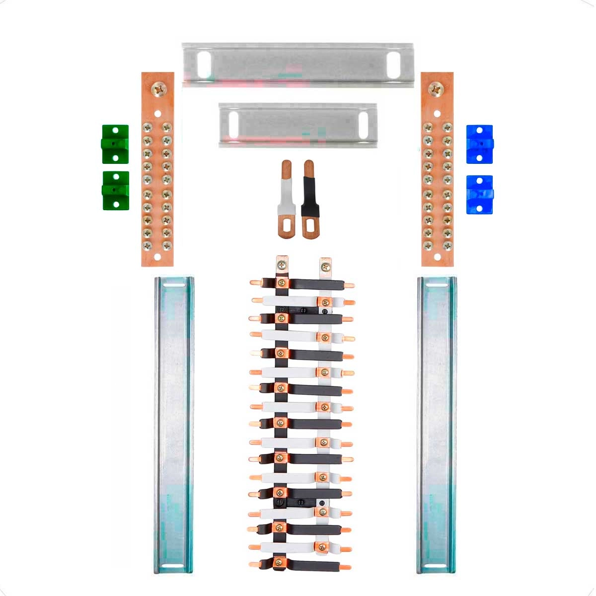 Kit Barramento Bifásico 100a Para 34 Circuitos Com Termo Retrátil