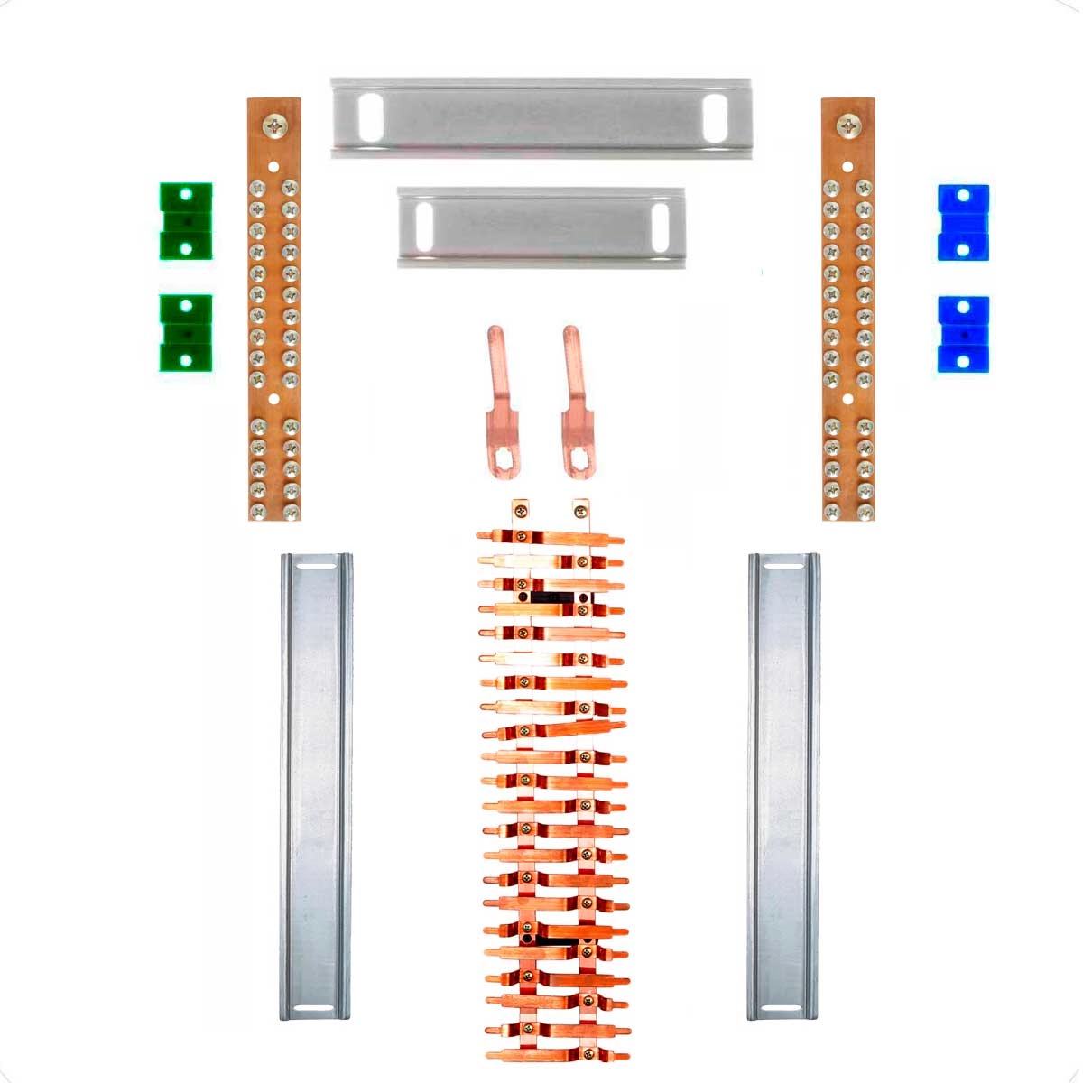 Kit Barramento Bifásico 100a Para 44 Circuitos
