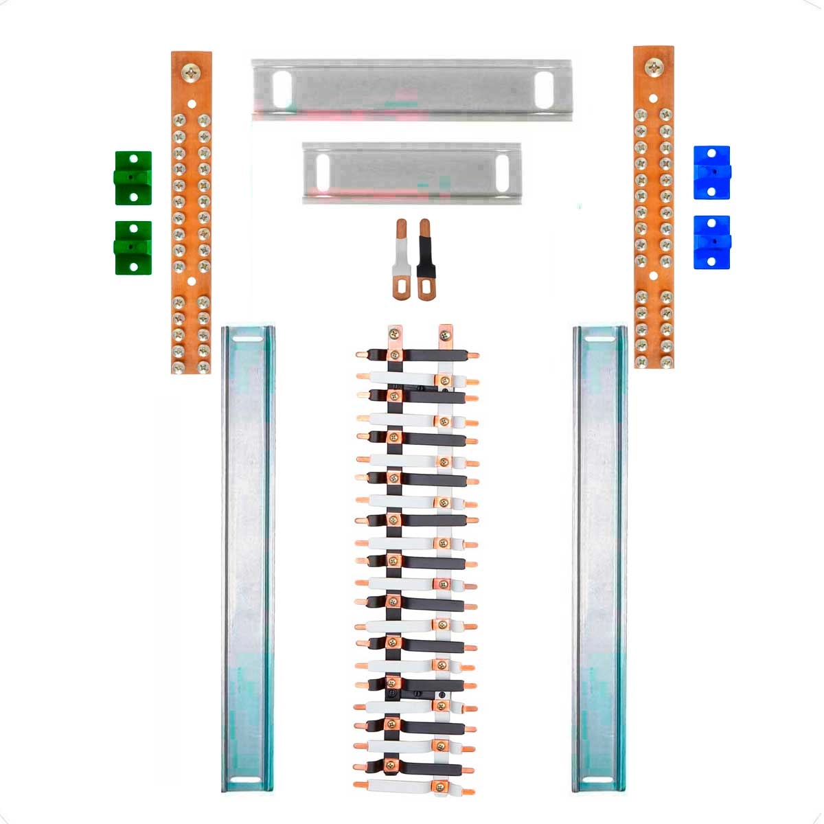 Kit Barramento Bifásico 100a Para 44 Circuitos Com Termo Retrátil