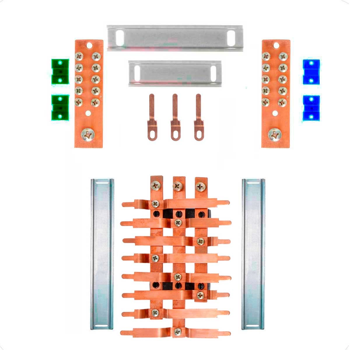 Kit Barramento Trifásico 100a Para 16 Circuitos