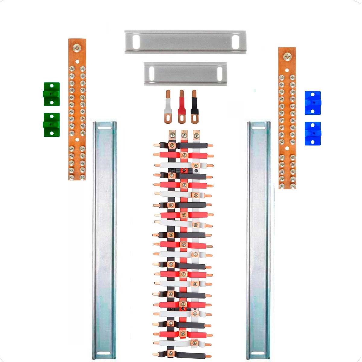 Kit Barramento Trifásico 100a Para 44 Circuitos Com Termo Retrátil
