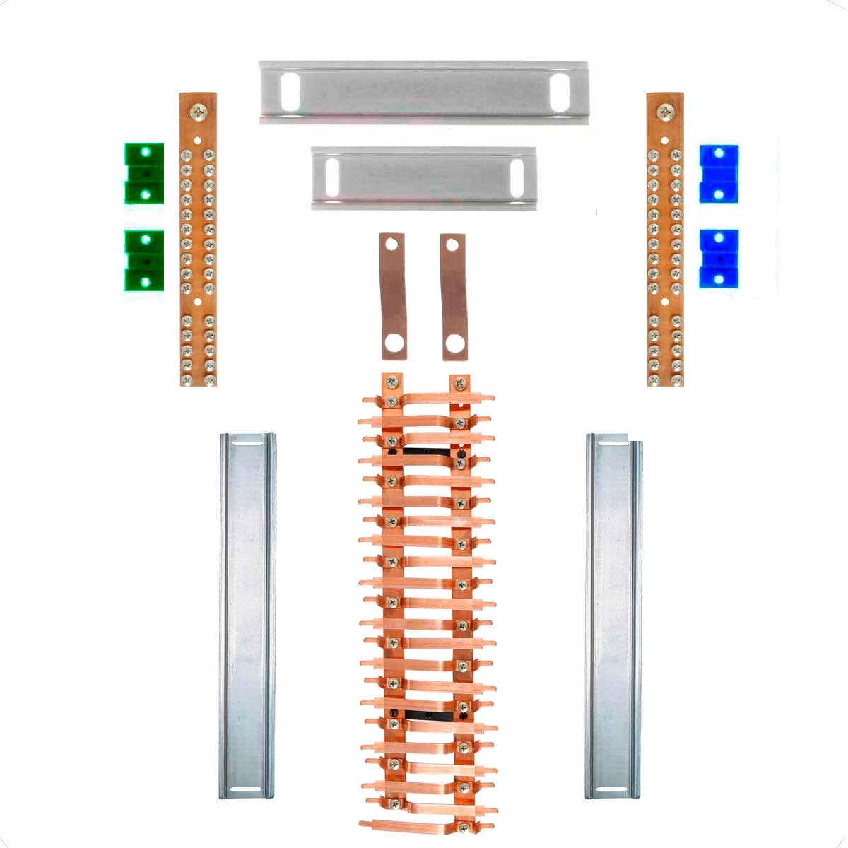 Kit Barramento Bifásico 150a Para 44 Circuitos