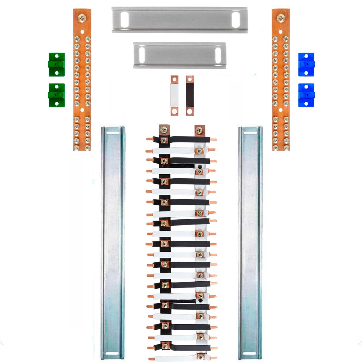 Kit Barramento Bifásico 150a Para 44 Circuitos Com Termo Retrátil