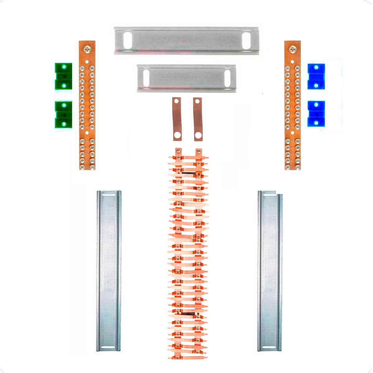 Kit Barramento Bifásico 225a Para 70 Circuitos