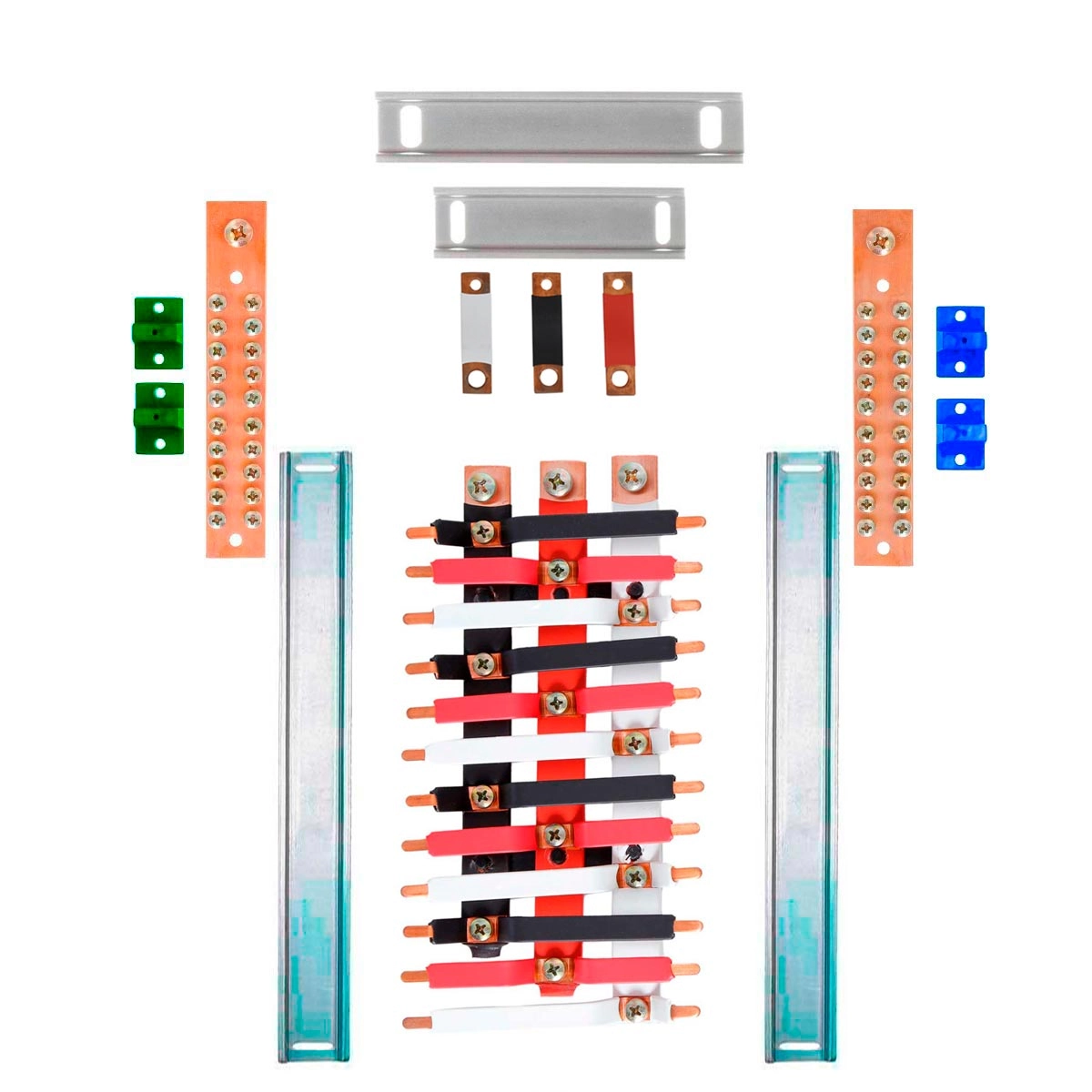 Kit Barramento Trifásico 225a Para 24 Circuitos Com Termo Retrátil