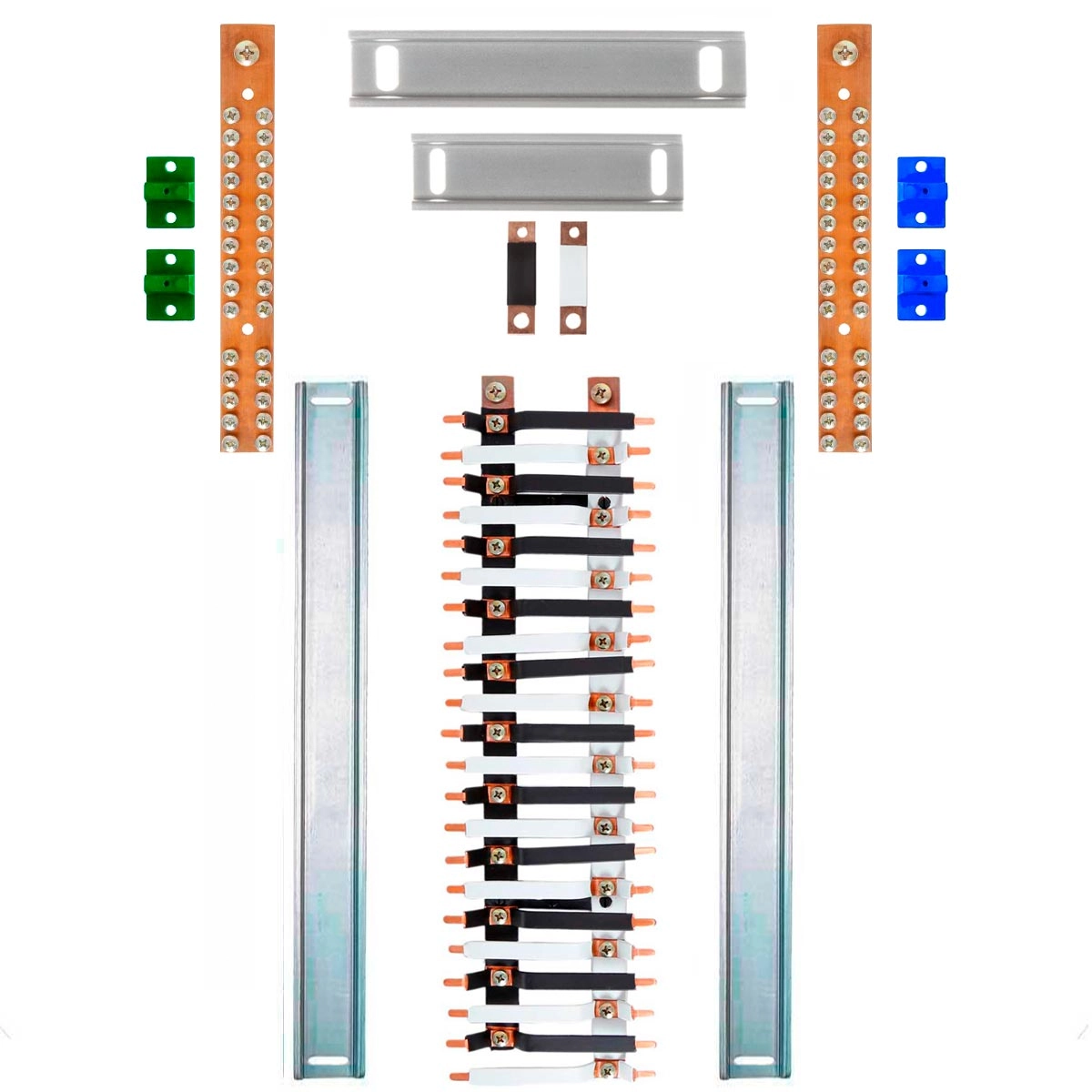 Kit Barramento Bifásico 225a Para 44 Circuitos Com Termo Retrátil