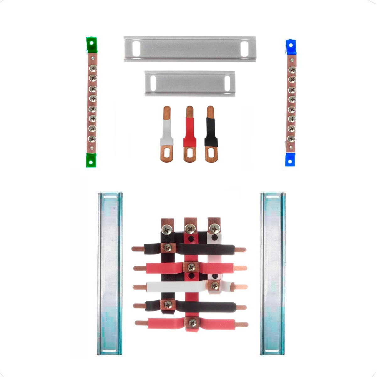 Kit Barramento Trifásico 100a Para 10 Circuitos Com Termo Retrátil