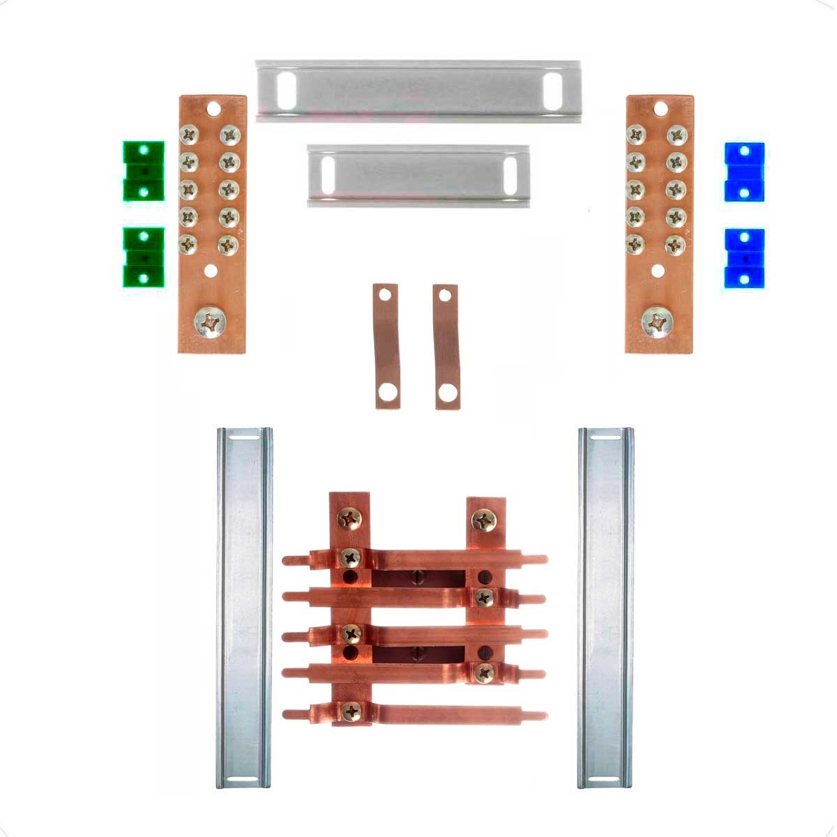 Kit Barramento Bifásico 150a Para 10 Circuitos