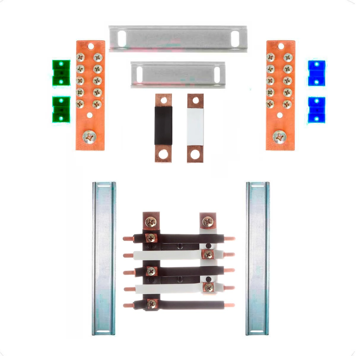 Kit Barramento Bifásico 225a Para 10 Circuitos Com Termo Retrátil