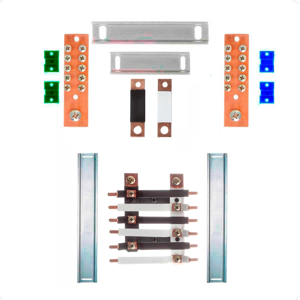 Kit Barramento Bifásico 225a Para 12 Circuitos Com Termo Retrátil