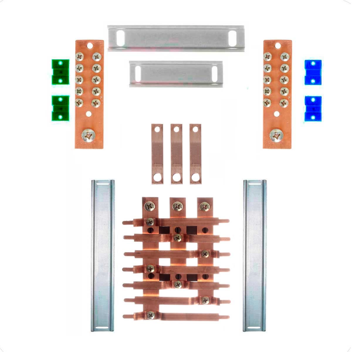 Kit Barramento Trifásico 150a Para 14 Circuitos