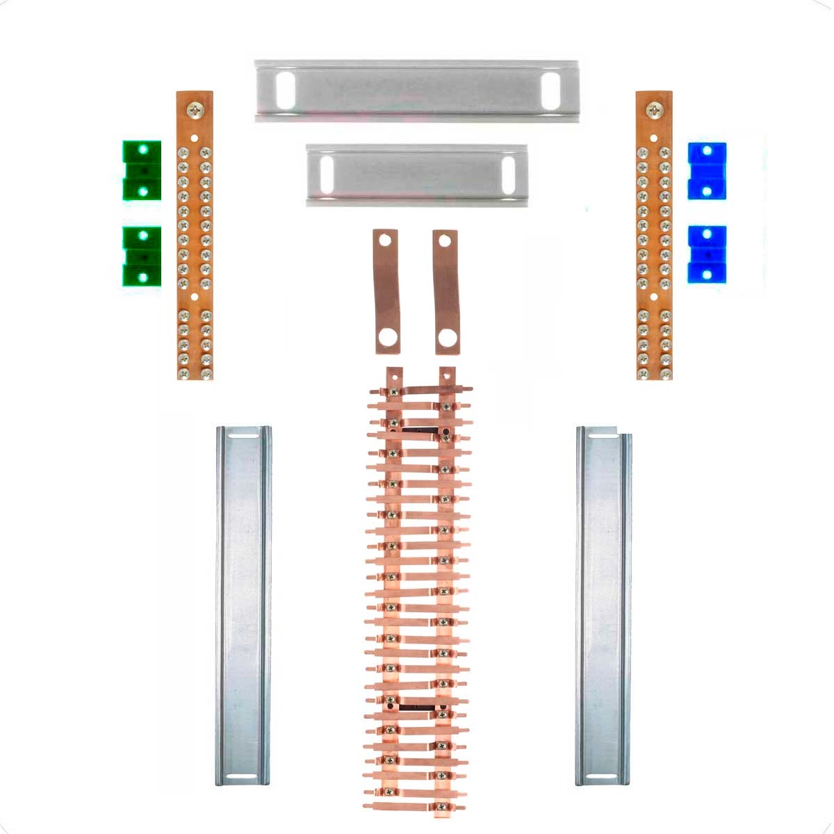 Kit Barramento Bifásico 150a Para 56 Circuitos