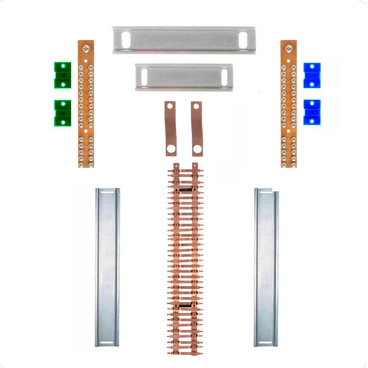 Kit Barramento Bifásico 150a Para 70 Circuitos