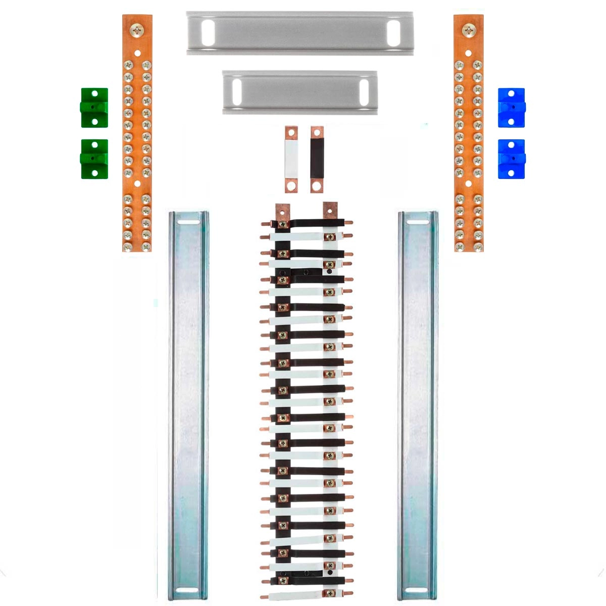 Kit Barramento Bifásico 150a Para 56 Circuitos Com Termo Retrátil