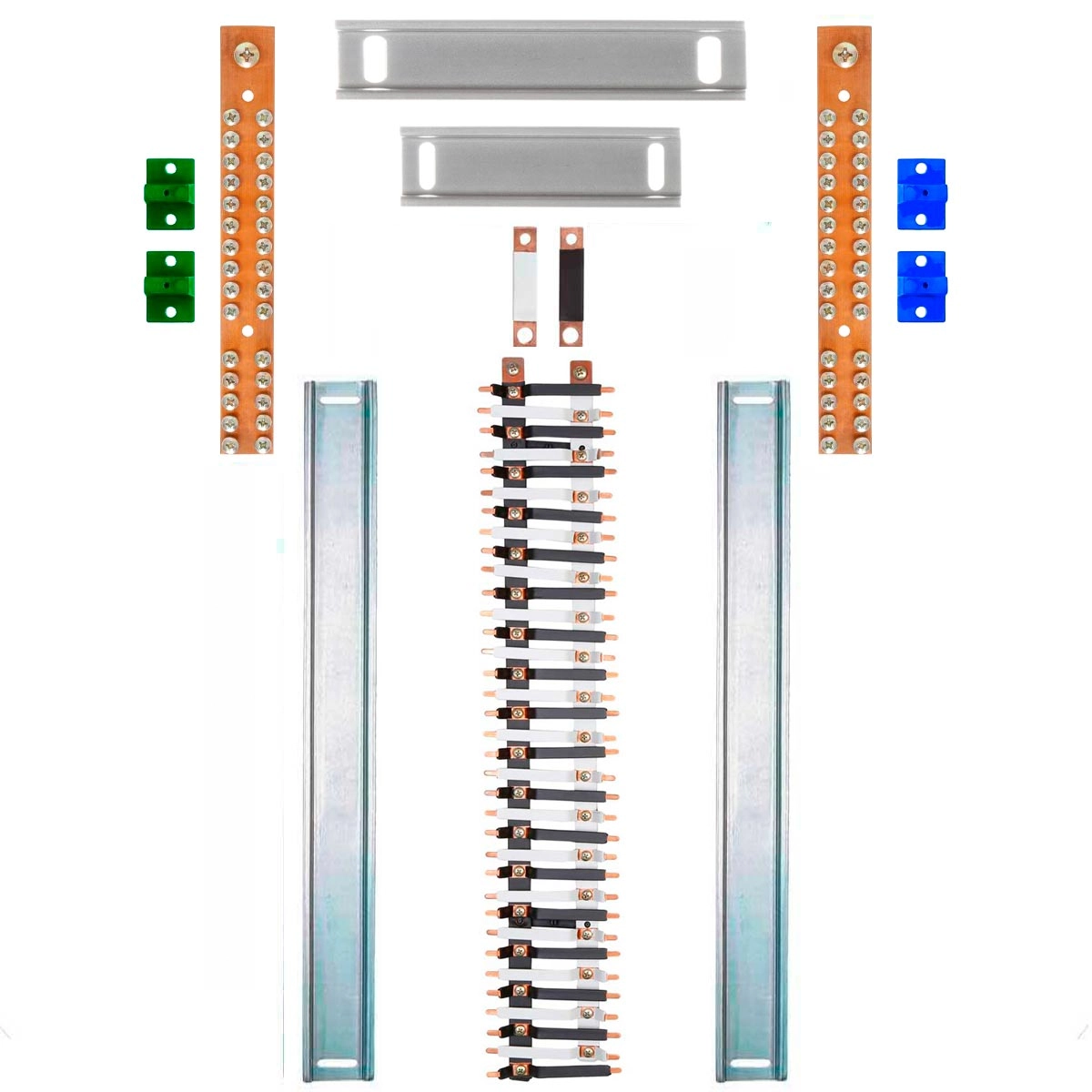 Kit Barramento Bifásico 150a Para 70 Circuitos Com Termo Retrátil