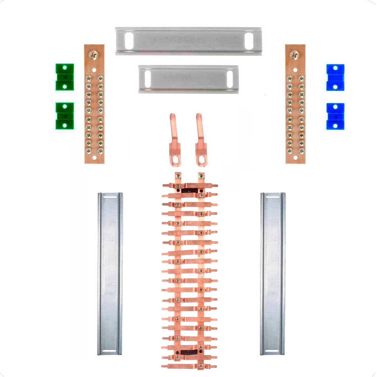 Kit Barramento Bifásico 100a Para 40 Circuitos