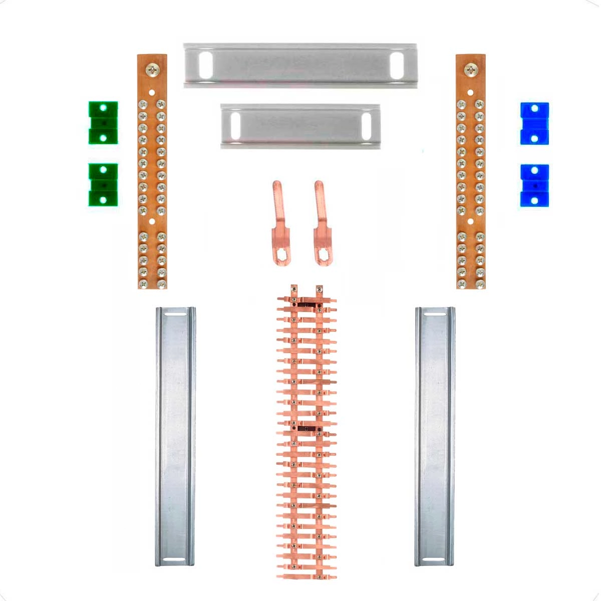 Kit Barramento Bifásico 100a Para 56 Circuitos