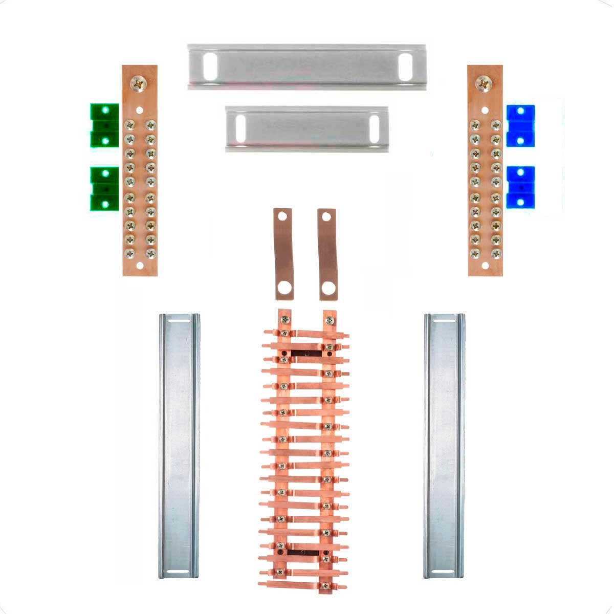 Kit Barramento Bifásico 150a Para 40 Circuitos