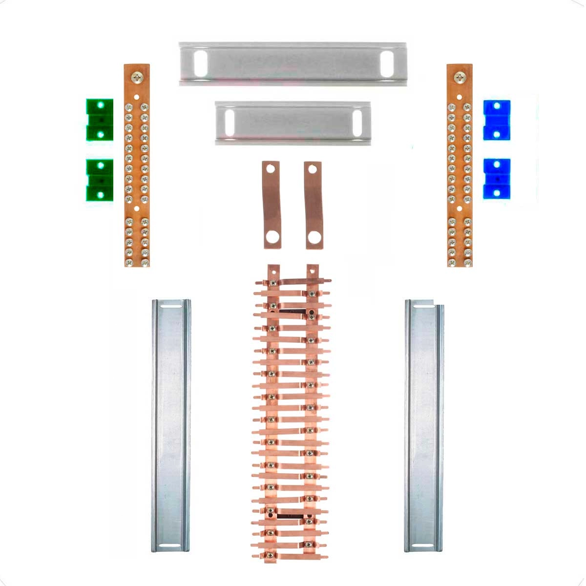 Kit Barramento Bifásico 150a Para 50 Circuitos