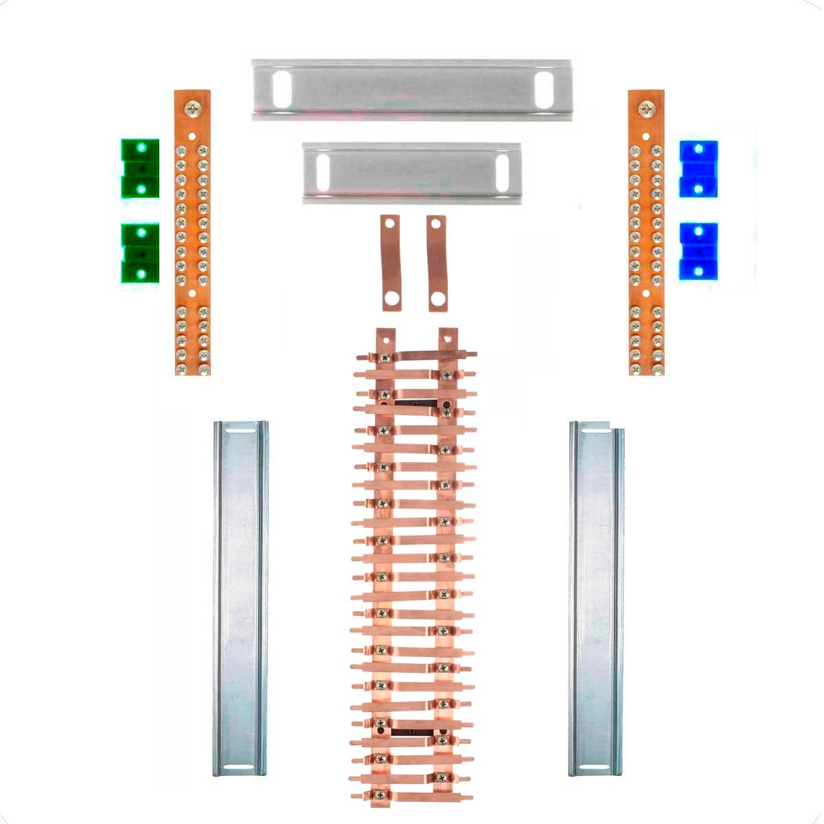 Kit Barramento Bifásico 225a Para 50 Circuitos