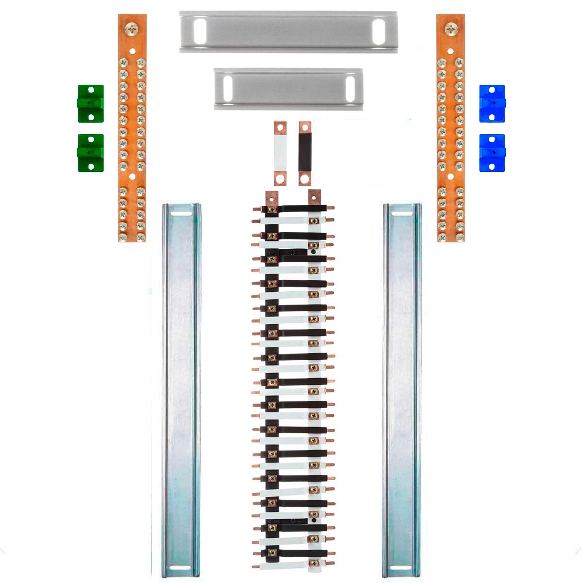 Kit Barramento Bifásico 150a Para 60 Circuitos Com Termo Retrátil