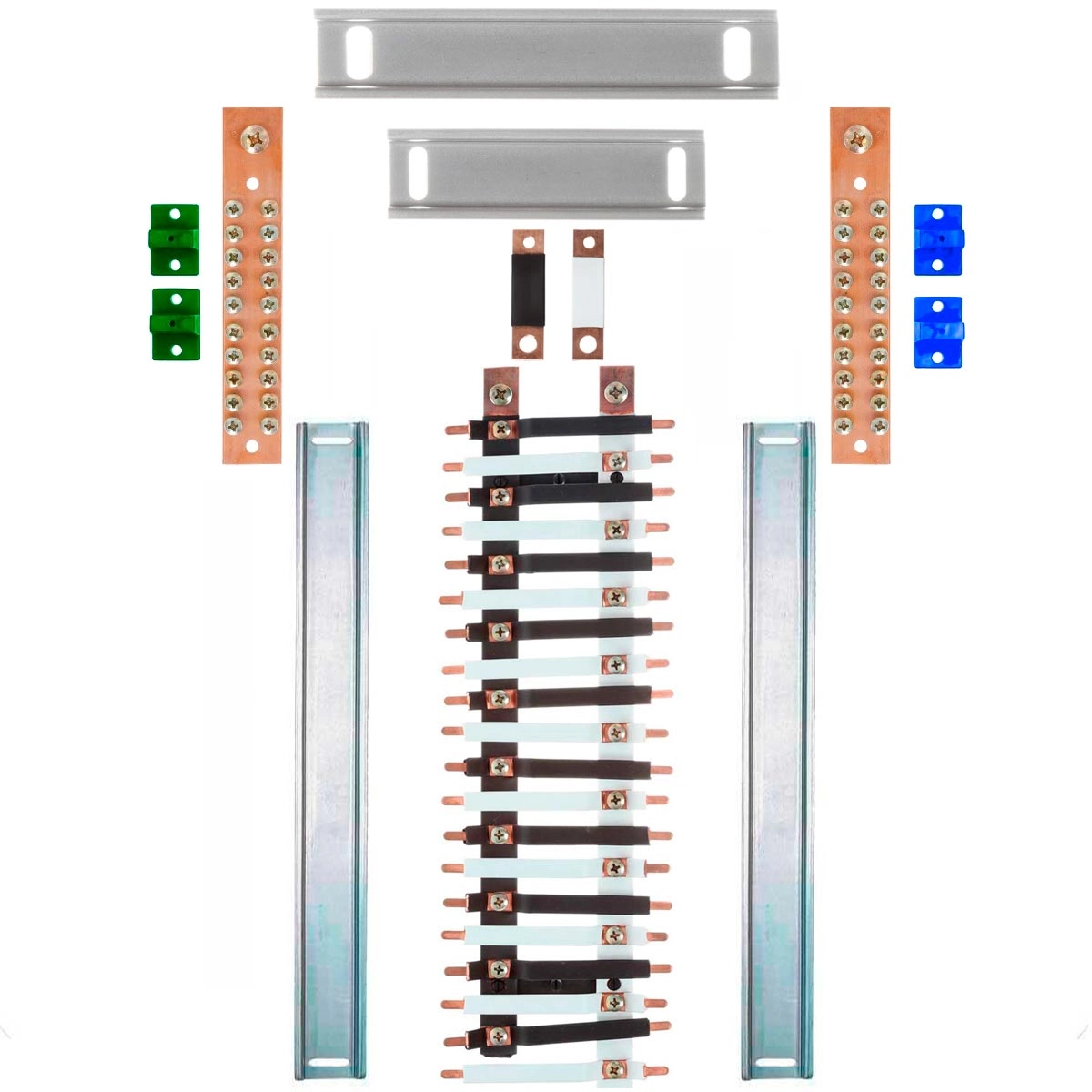 Kit Barramento Bifásico 225a Para 40 Circuitos Com Termo Retrátil