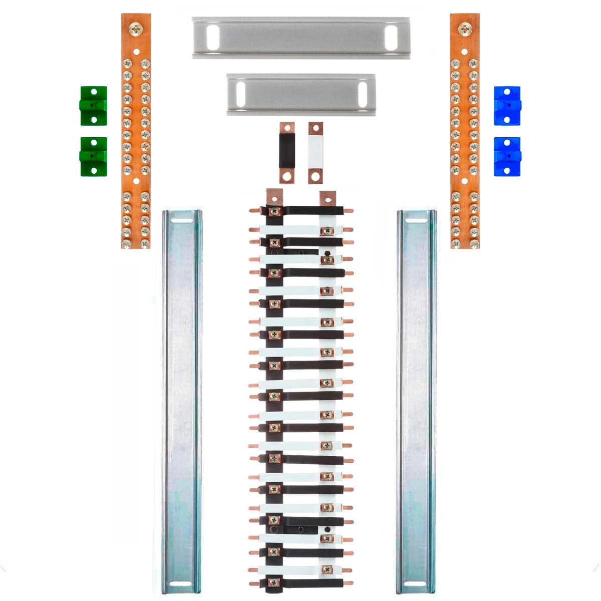 Kit Barramento Bifásico 225a Para 50 Circuitos Com Termo Retrátil