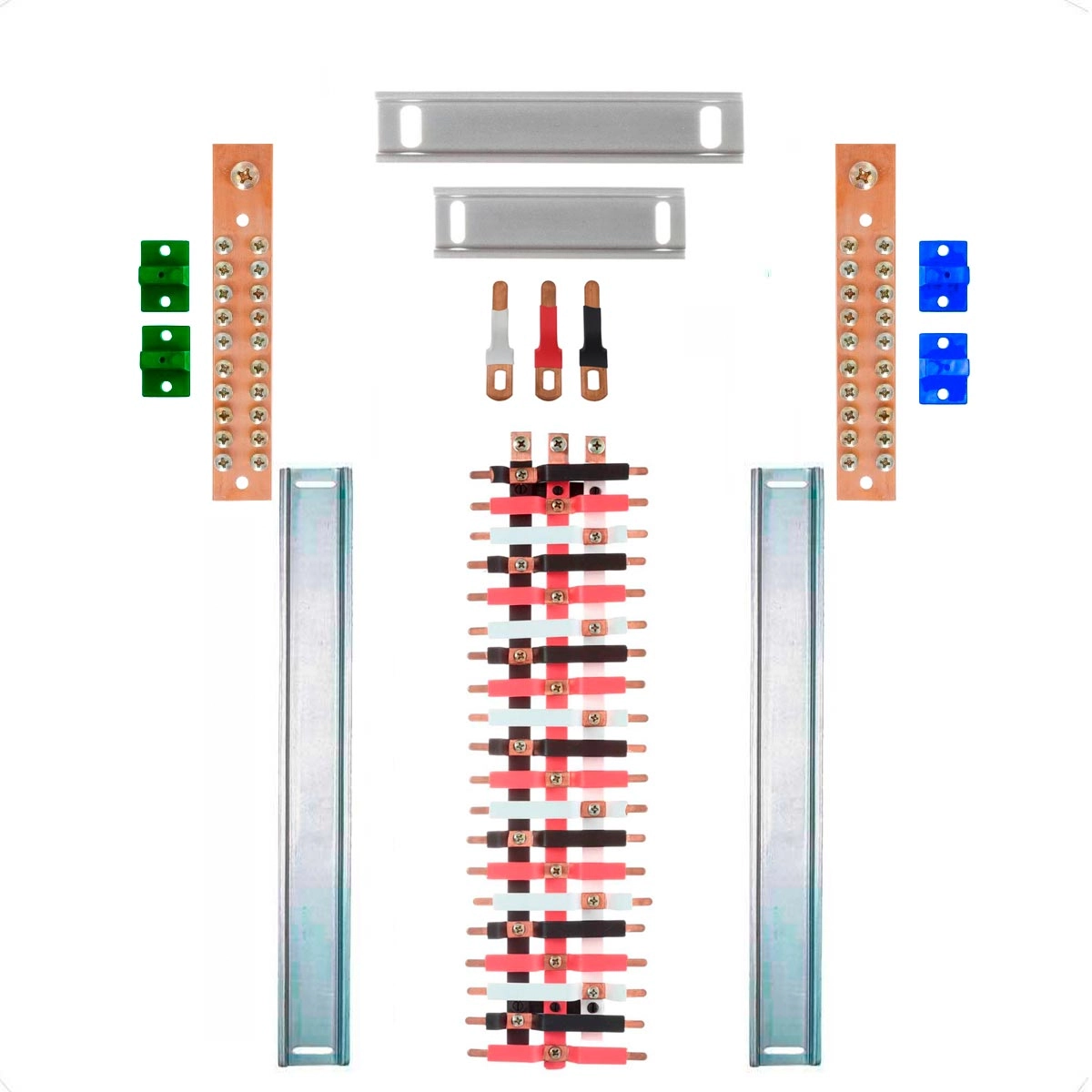 Kit Barramento Trifásico 100a Para 40 Circuitos Com Termo Retrátil
