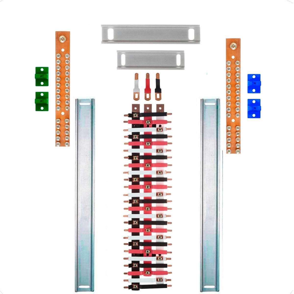 Kit Barramento Trifásico 100a Para 50 Circuitos Com Termo Retrátil