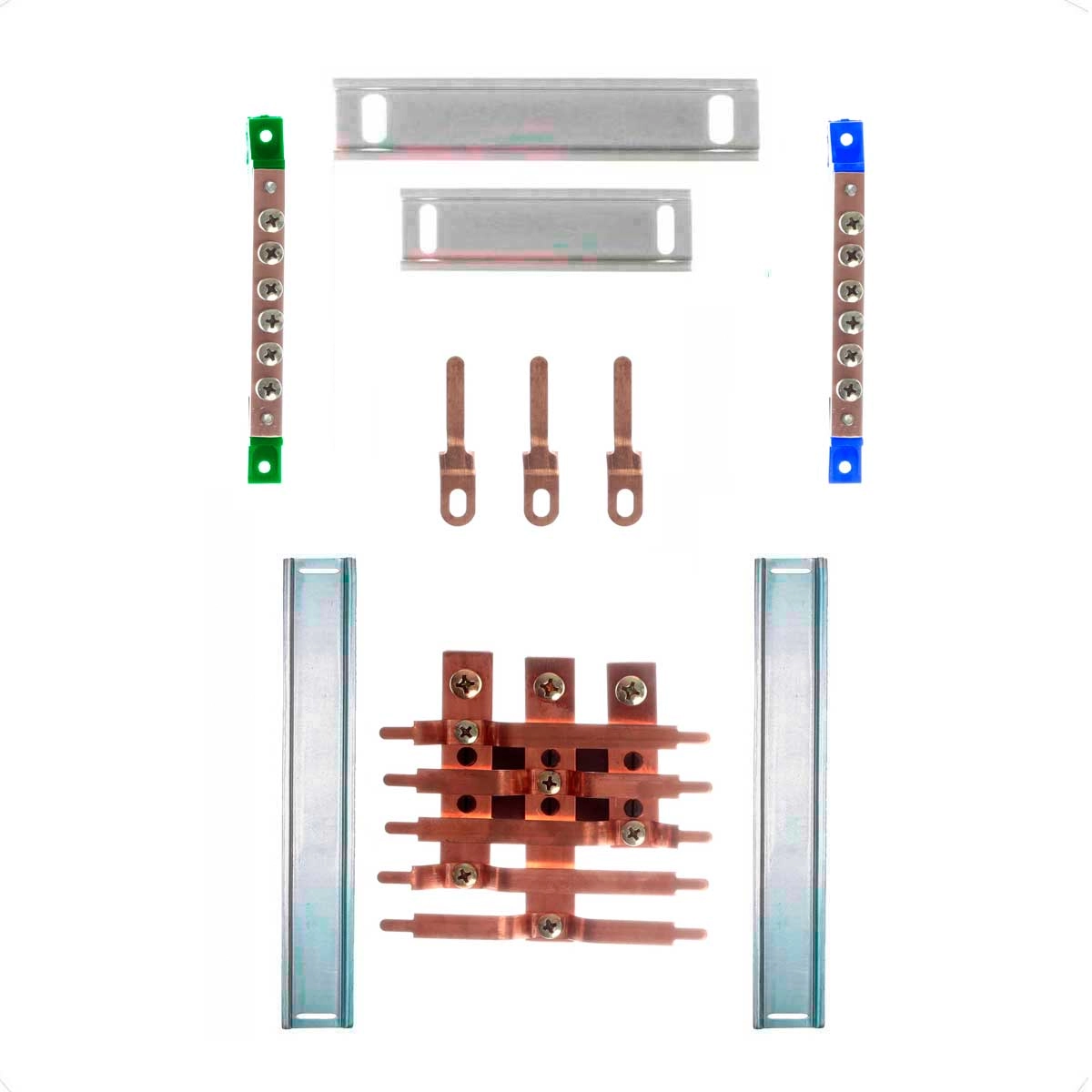 Kit Barramento Trifásico 100a Para 10 Circuitos Com Placa De Policarbonato