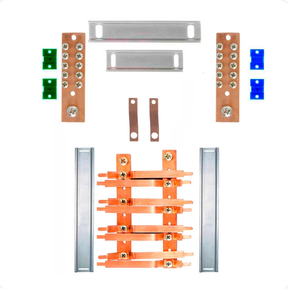 Kit Barramento Bifásico 150a Para 16 Circuitos Com Placa De Policarbonato