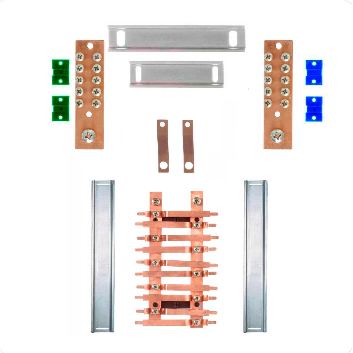 Kit Barramento Bifásico 150a Para 20 Circuitos Com Placa De Policarbonato