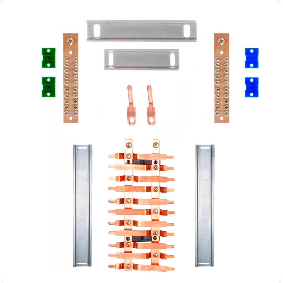 Kit Barramento Bifásico 100a Para 22 Circuitos