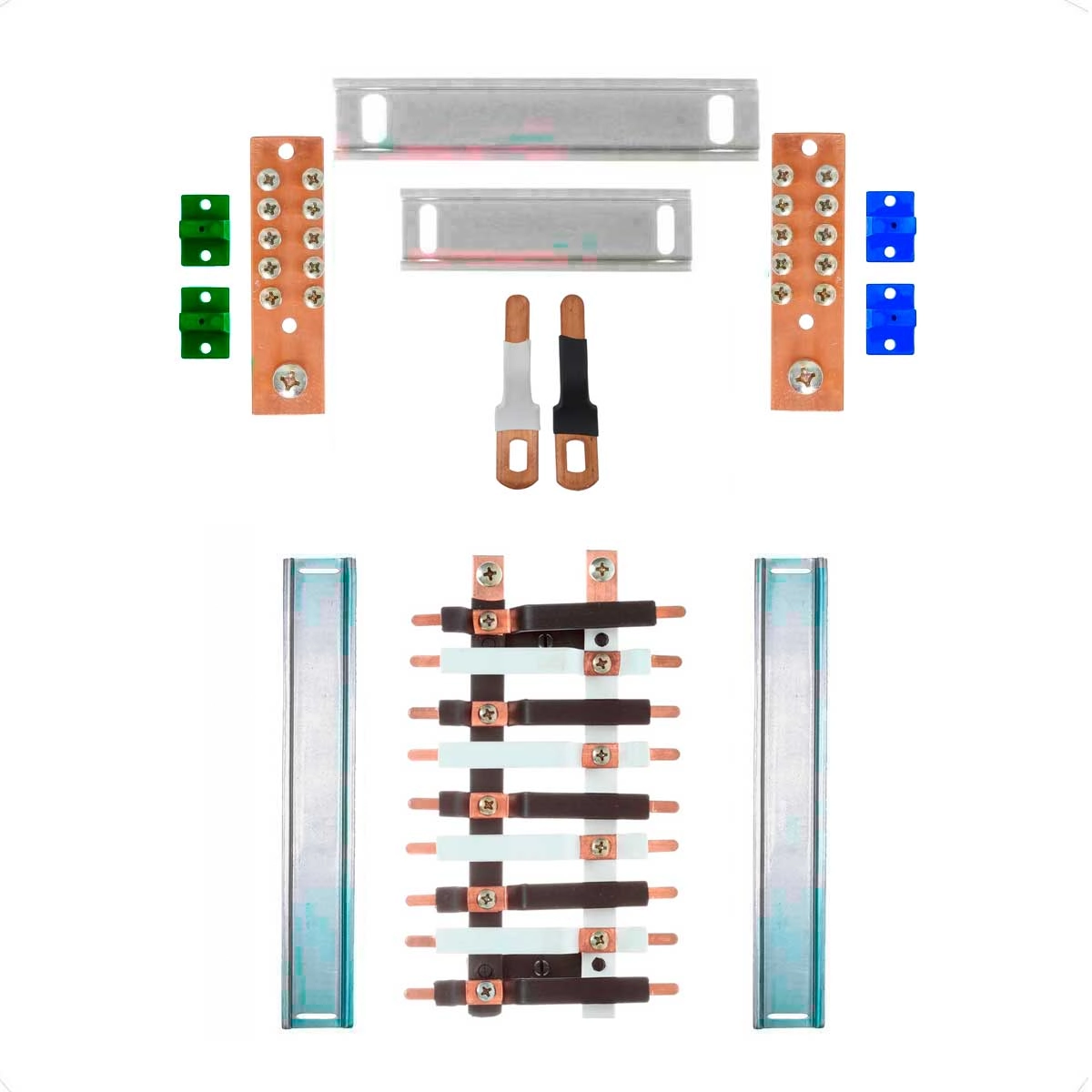 Kit Barramento Bifásico 100a Para 18 Circuitos Com Termo Retrátil