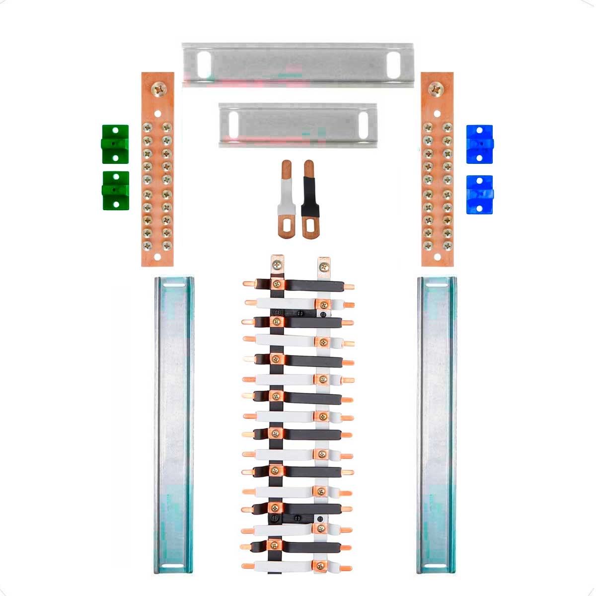 Kit Barramento Bifásico 100a Para 32 Circuitos Com Termo Retrátil