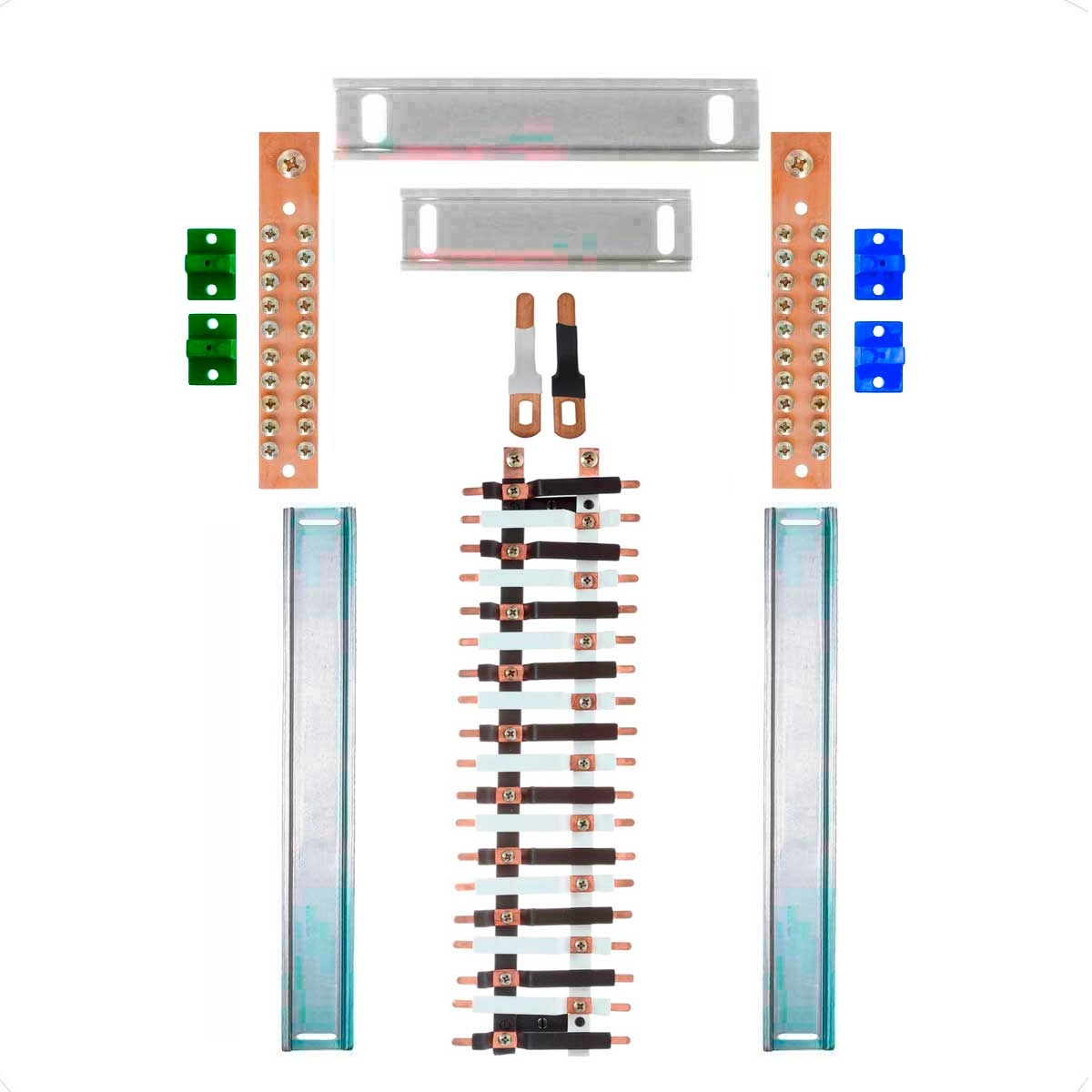 Kit Barramento Bifásico 100a Para 38 Circuitos Com Termo Retrátil