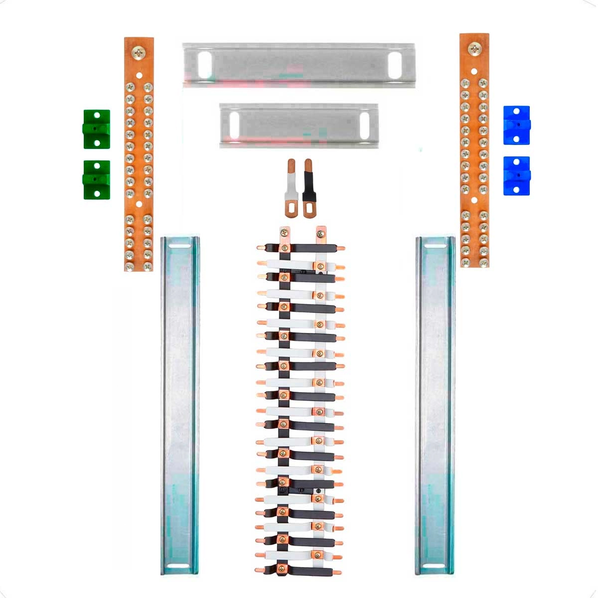 Kit Barramento Bifásico 100a Para 46 Circuitos Com Termo Retrátil