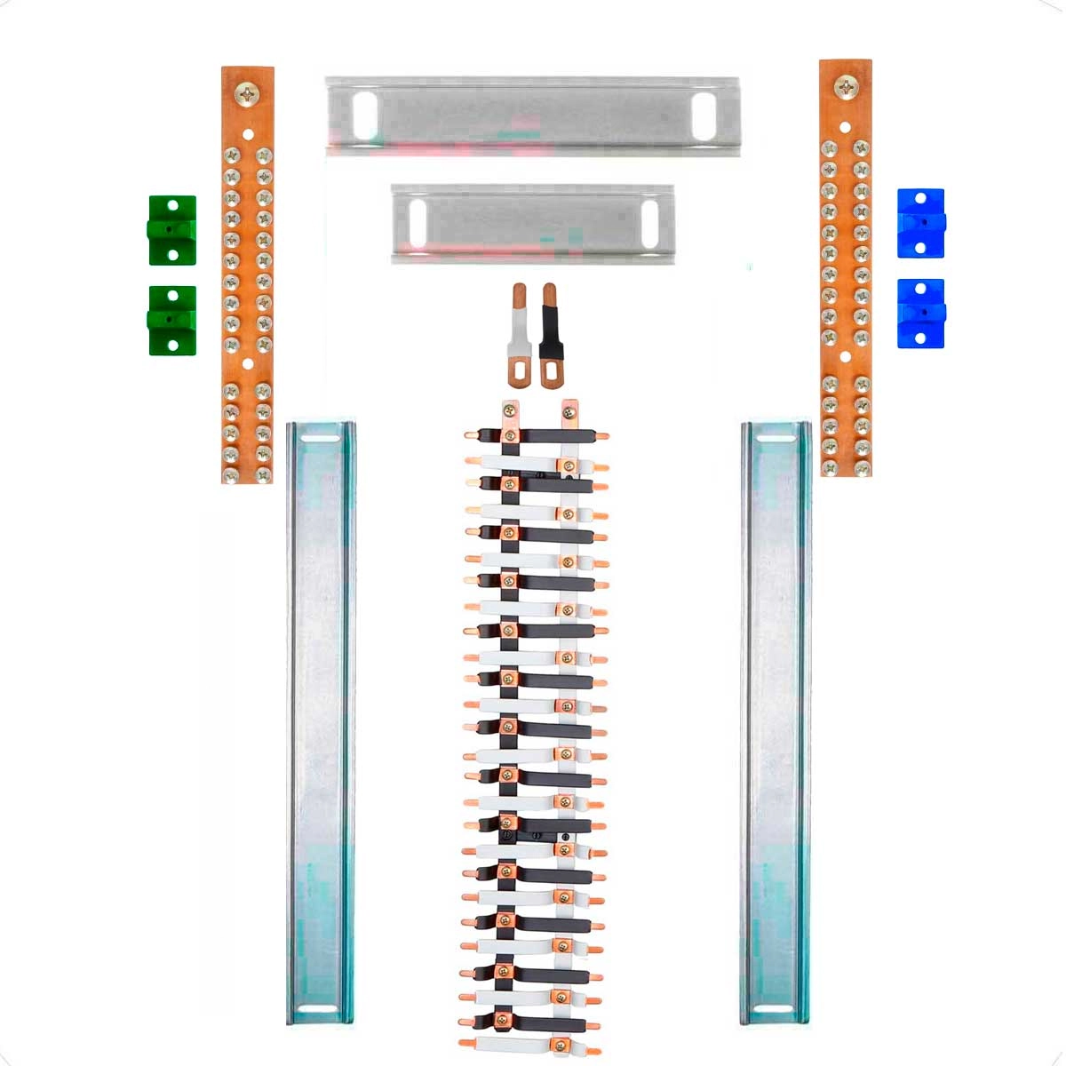Kit Barramento Bifásico 100a Para 52 Circuitos Com Termo Retrátil