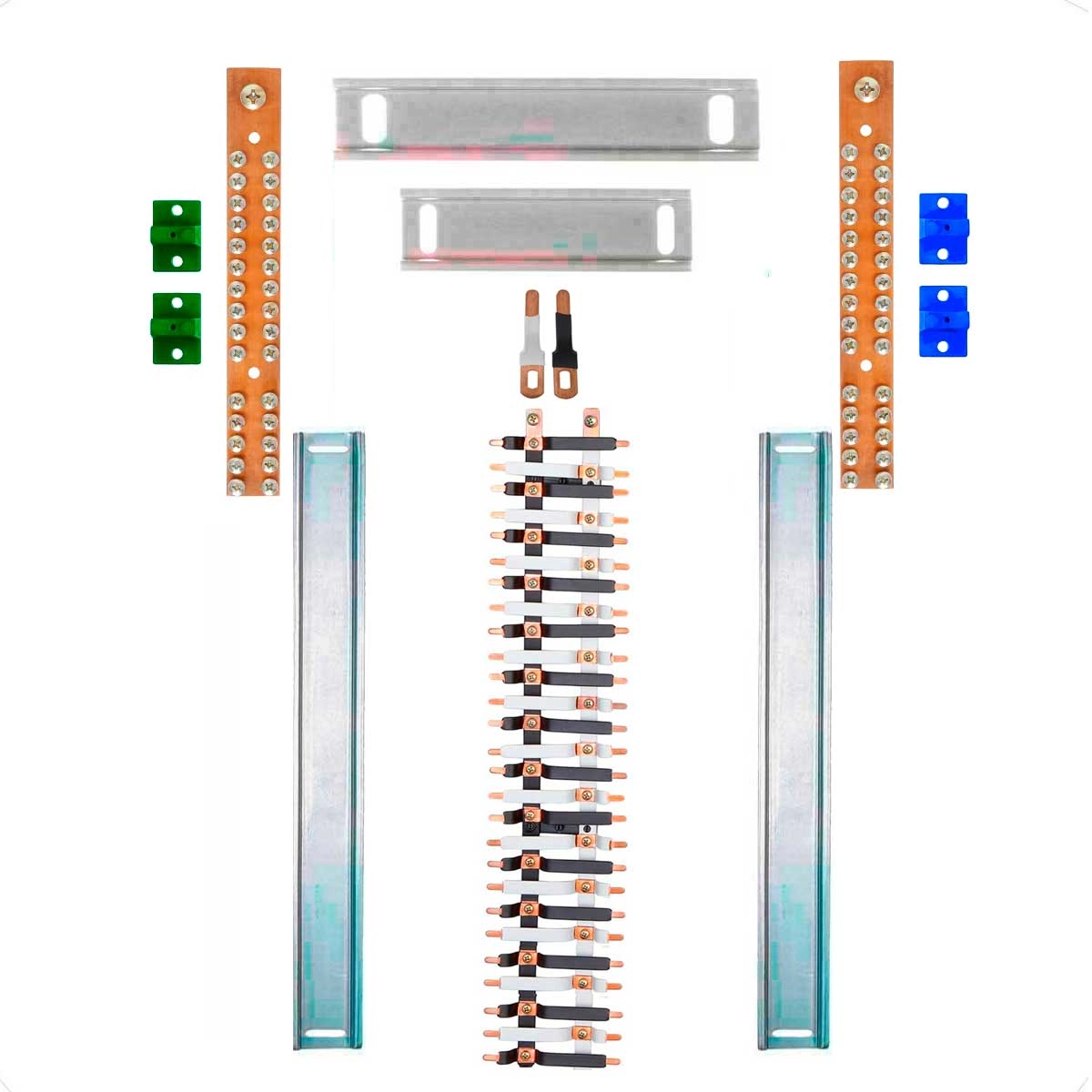Kit Barramento Bifásico 100a Para 54 Circuitos Com Termo Retrátil