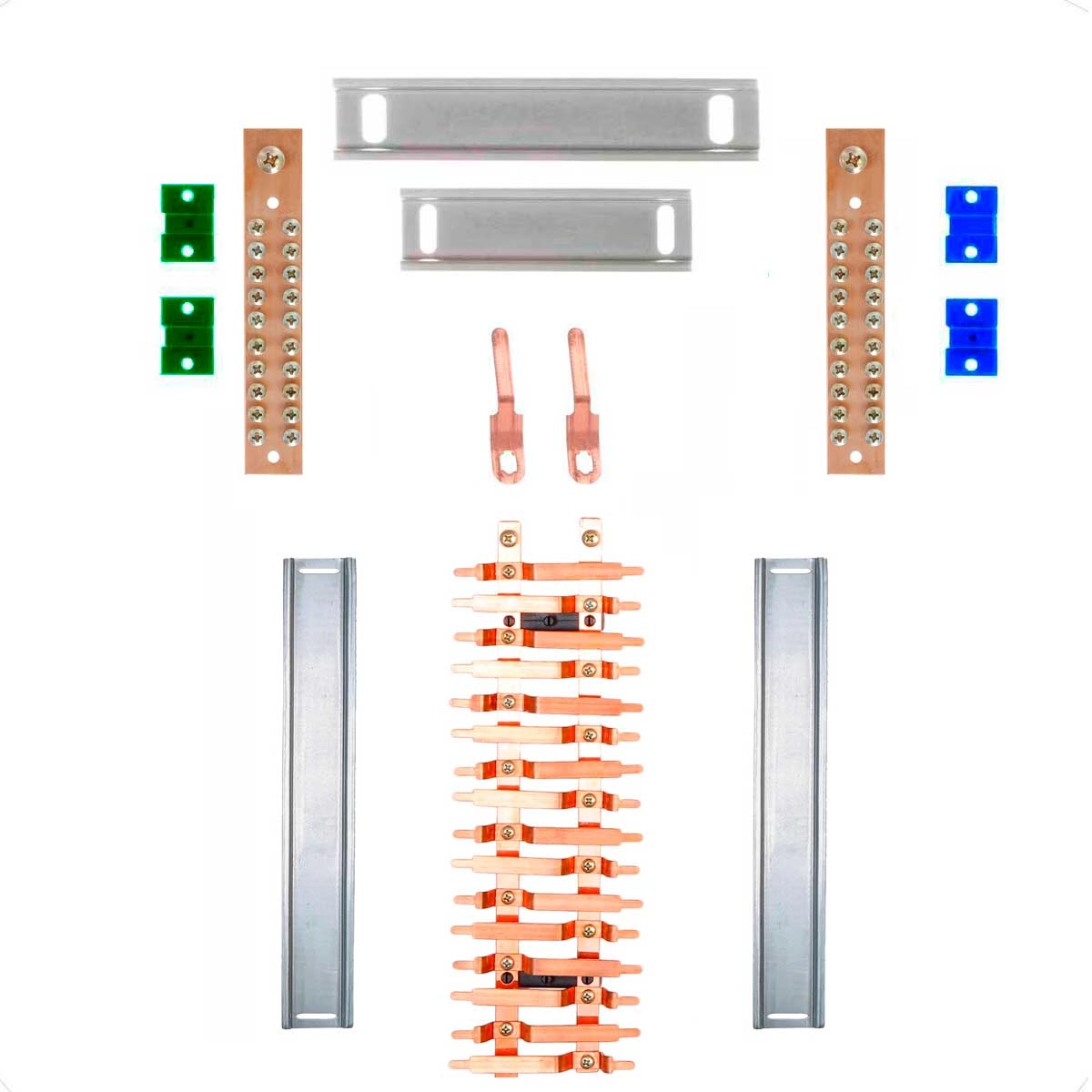 Kit Barramento Bifásico 100a Para 32 Circuitos