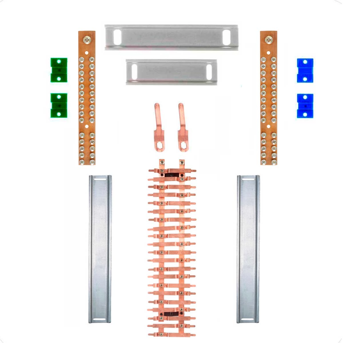 Kit Barramento Bifásico 100a Para 42 Circuitos