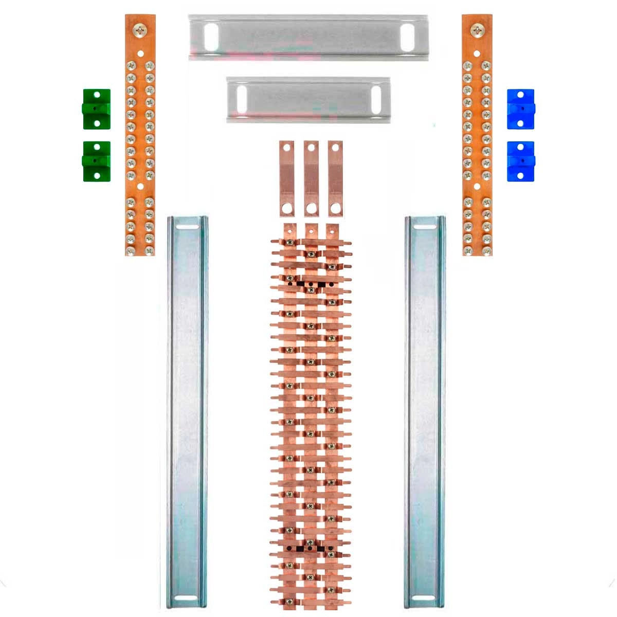 Kit Barramento Trifásico 150a Para 62 Circuitos