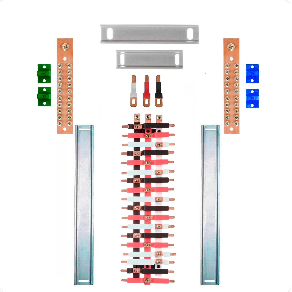 Kit Barramento Trifásico 100a Para 36 Circuitos Com Termo Retrátil