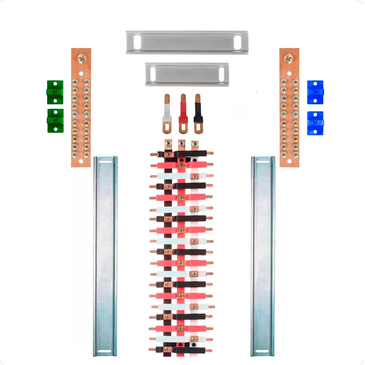 Kit Barramento Trifásico 100a Para 38 Circuitos Com Termo Retrátil